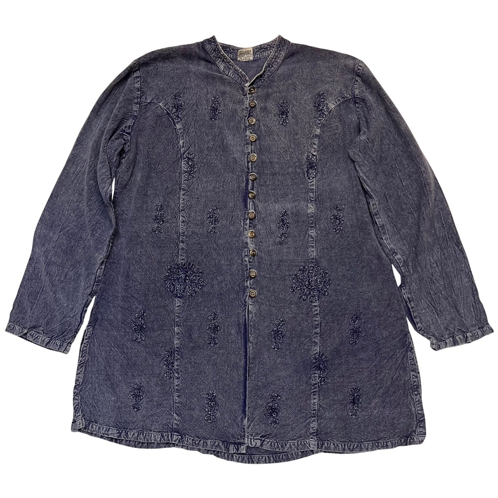 Geeta Blue Embroidered Boho Festival Hippie Tunic Top Made in India Free Size